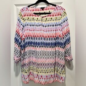 Talbots Lightweight Colorful 3/4 Sleeve Top 3Xpetite